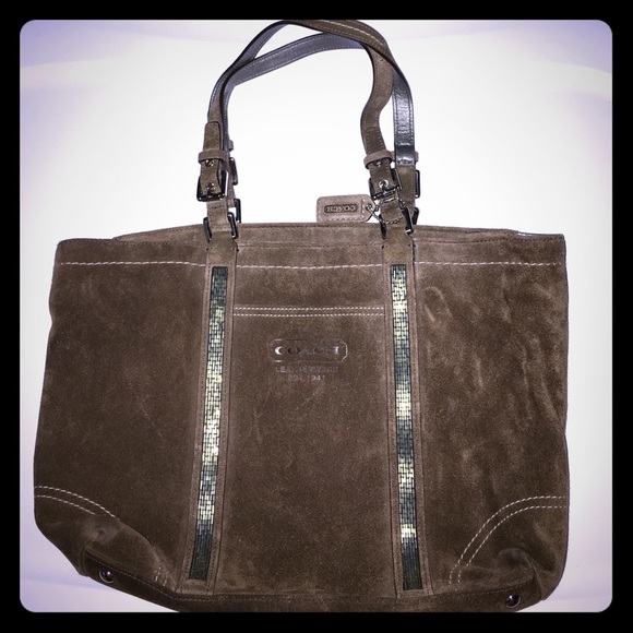 Coach Suede Beaded Tote - Picture 2 of 7